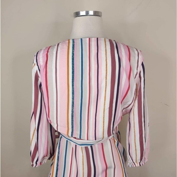 Harper Wrap Top Multicolor Stripe Rayon - Picture 7 of 8